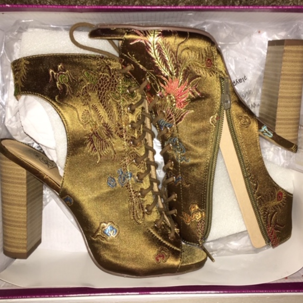 Stitching Lace Up, Block Bootie - image 2